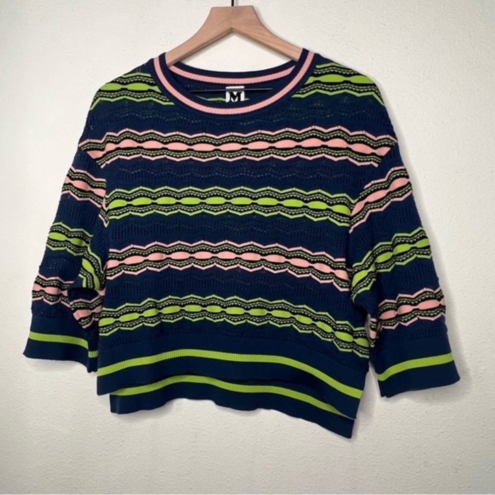 Missoni Knit Cropped Sweater, size Navy/ Green, Pink size 4